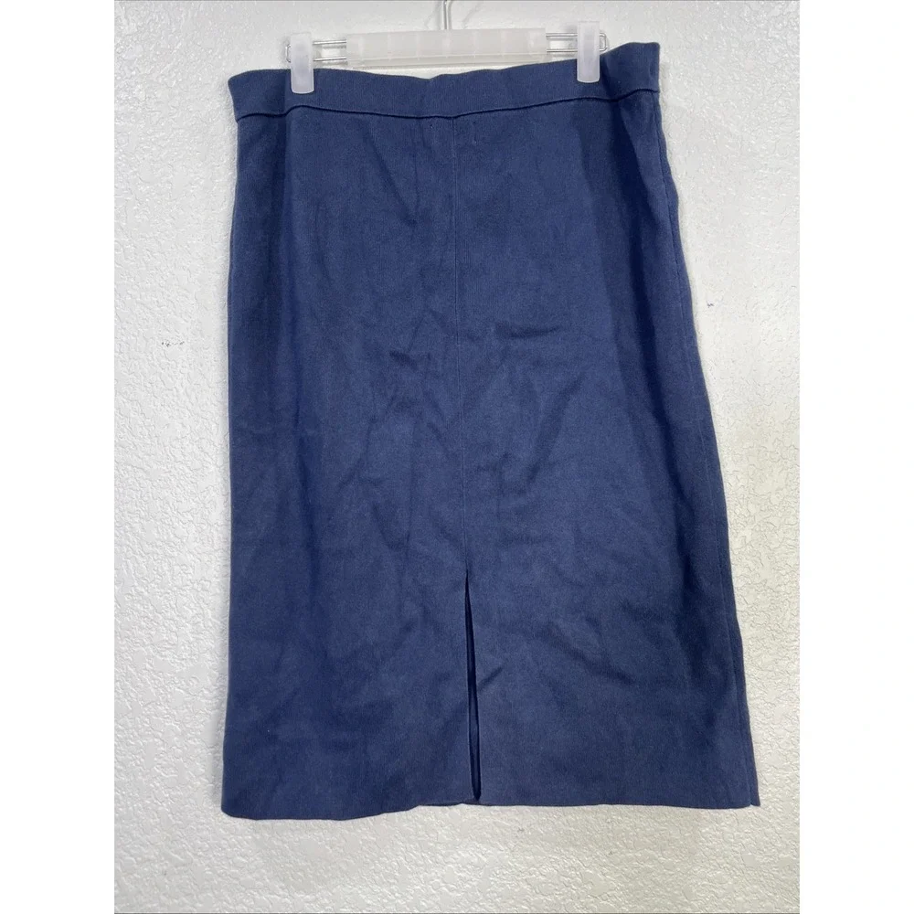 Tommy Jeans Skirt Womens XL Navy Blue Knit Pencil Midi Back Slit Cotton Heritage